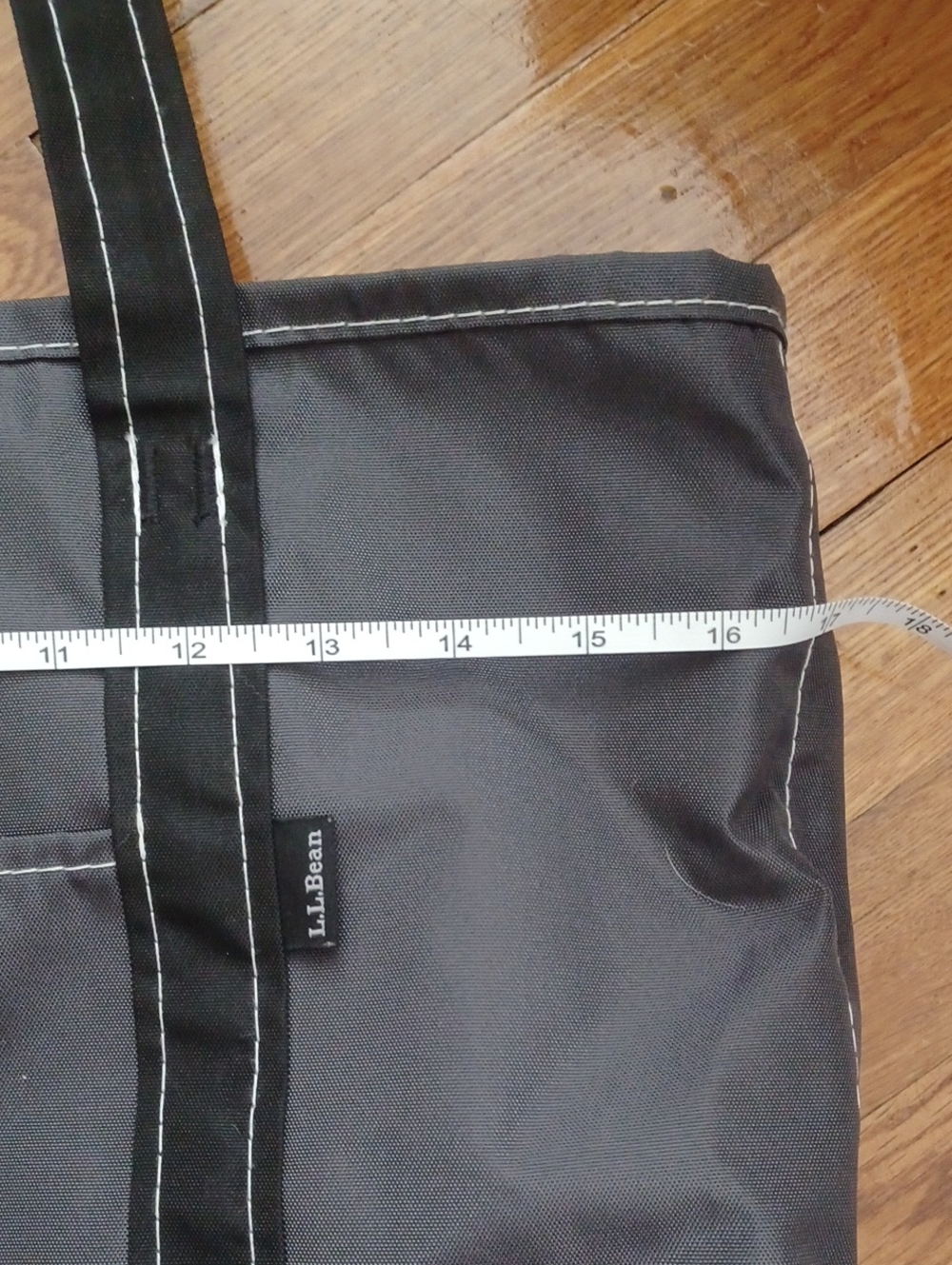 L.L. Bean Tote Bag Lightweight Boat Tote Black And Gray Medium Tote Bag W/ Zip - Picture 7 of 16